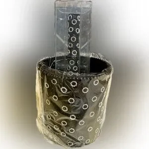 VTG 2005 NEW FLORAL PEN PENCIL CUP CONTAINER HOLDER BLACK SILVER MADE IN INDIA