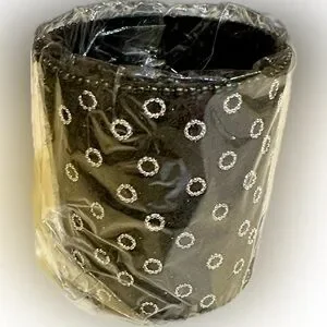 VTG 2005 NEW FLORAL PEN PENCIL CUP CONTAINER HOLDER BLACK SILVER MADE IN INDIA