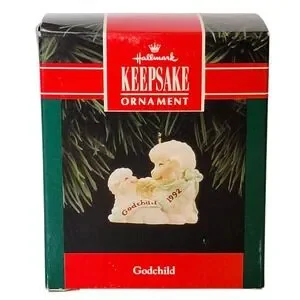 VTG 90s Hallmark Godchild Christmas Ornament 1992 Lamb Keepsake Decoration Gift