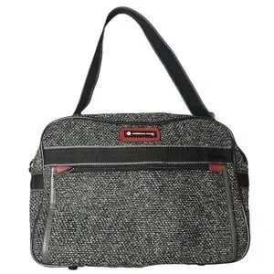 Vtg American Flyer Black & White Tweed Tote Travel Bag Luggage 14.5 X 10.5 X 6