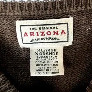 Vtg Arizona Jean Co Brown Sweater Crew Neck Size L 90s Skate Y2k Blink Punk