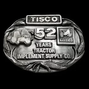 VTG Belt Buckle 1987 Pewter TISCO 52 Years Tractor Implement Supply Co Siskiyou