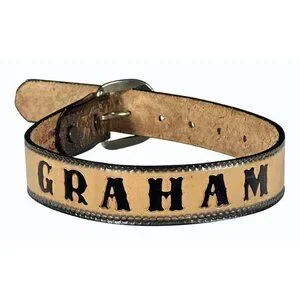 Vtg BRUSHY CREEK Boys Leather Belt Embossed Deer‎ Design & "GRAHAM" Size 10 25"