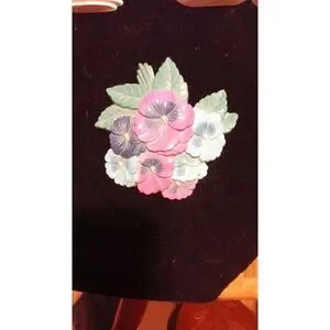 Vtg Burwood Teatime pansy Teapots Bouguet Granny Core Wall Hanging 6.5w 3.3 H
