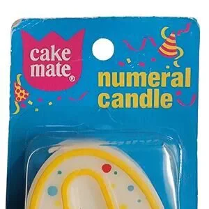 VTG CakeMate Zero 0 Candle 3" Numeral Number Birthday Yellow Polka Dot Cake