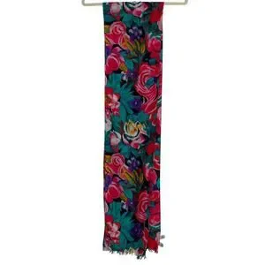 VTG Compagnie Internationale Express Colorful Floral 100% Silk Scarf