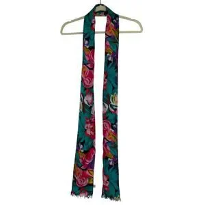 VTG Compagnie Internationale Express Colorful Floral 100% Silk Scarf