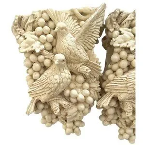 VTG Doves Grapes Grape Leaves Drapery Curtain Rod Wall Sconce Corbel Holders