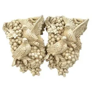 VTG Doves Grapes Grape Leaves Drapery Curtain Rod Wall Sconce Corbel Holders