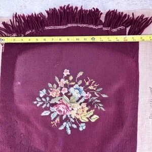 VTG Finished Needlepoint Embroidery Upholstery Chair Seat Covers Floral 4 PCS
