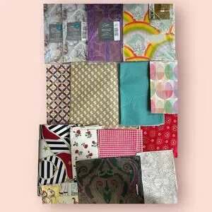 Vtg GIFT WRAP FOLDED PAPER SHEETS Lot Wrapping Coquette Cottagecore Flowers
