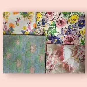 Vtg GIFT WRAP FOLDED PAPER SHEETS Lot Wrapping Coquette Cottagecore Flowers