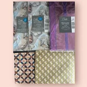 Vtg GIFT WRAP FOLDED PAPER SHEETS Lot Wrapping Coquette Cottagecore Flowers