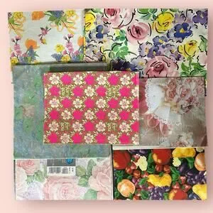 Vtg GIFT WRAP FOLDED PAPER SHEETS Lot Wrapping Coquette Cottagecore Flowers