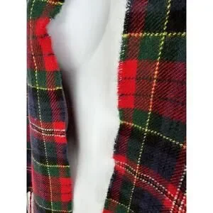 VTG James Pringle Weavers Clan Red Tartan Plaid 100% Lambs Wool Scarf Scotland