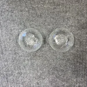 VTG KIG Malaysia Clear Glass Dish Bowl Depression Style Candy Nut Lid Set Of 2