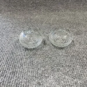 VTG‎ KIG Malaysia Clear Glass Dish Bowl Depression Style Candy Nut Lid Set Of 2