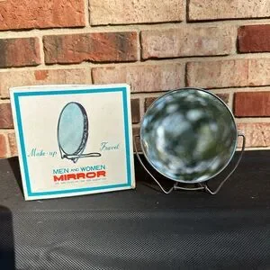 Vtg Make Up Travel Men Women Mirror One Side Regular/One Side Magnifying Japan