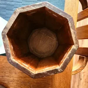 Vtg MCM Wooden Kitchen 1 Of 4 Canister Kitchen Food Storage Teak Octagon