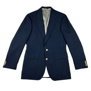 VTG Men's Nordstrom Blazer Sport Coat Navy Blue Gold Royal Marines Buttons 40L
