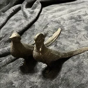 Vtg Metal Pheasants Pair 13.5" Male 14.5" Female Bird Figurines