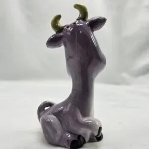 Vtg. Nasco Purple Sitting Cow Cartoon Figurine Single Salt And Pepper Shaker