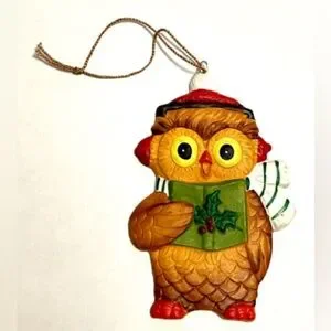 VTG NOS 1977 Suzy’s Zoo Ceramic Christmas Ornament 4" OWL Enesco E-9248 JAPAN