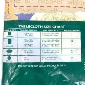 VTG NOS Trim A Home Christmas Vinyl Flannel Backed Table Cover Oval 52”x70”