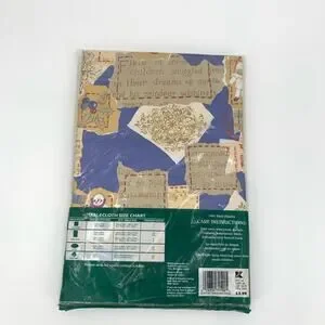 VTG NOS Trim A Home Christmas Vinyl Flannel Backed Table Cover Oblong 52”x70”