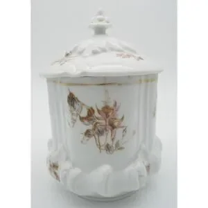 Vtg Porcelain Floral Canister Biscuit Jar with Lid Made in Austria