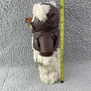 VTG Robert Raikes Lindy Jr. Aviator Teddy Bear Plush Toy Wood Face Collectible