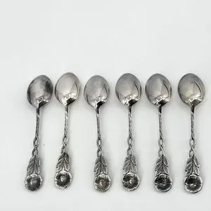 VTG Swedish Moccaskedar Demitasse Silverplate Spoons Set-of-6
