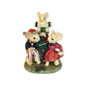 VTG Three Dancing Mice Christmas Tree Figurine