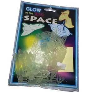 Vtg Y2k Black Light Set Glow In The Dark Space Shapes Pack