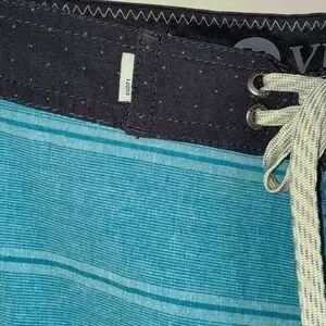 Vuori Men's Striped Hybrid Boardshorts Size 30 Teal Blue Swim Trunks