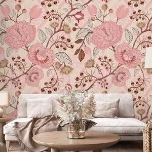 Wall Blush Vivian Luxury Wallpaper Pink Abstract Floral Oil Painted Look Matte