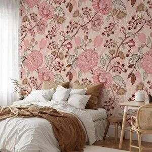 Wall Blush Vivian Luxury Wallpaper Pink Abstract Floral Oil Painted Look Matte