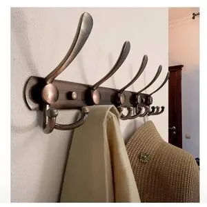 Wall Mounted Coat Rack - 5 Tri Hooks Heavy Duty Stainless Steel Metal Coat Ho