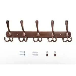 Wall Mounted Coat Rack - 5 Tri Hooks Heavy Duty Stainless Steel Metal Coat Ho