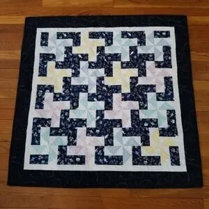 Wall Quilt 38" Square Dragons Castles Pinwheel Pink Blue Floral Hearts Baby Room