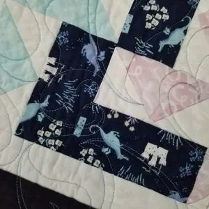 Wall Quilt 38" Square Dragons Castles Pinwheel Pink Blue Floral Hearts Baby Room