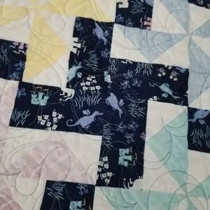 Wall Quilt 38" Square Dragons Castles Pinwheel Pink Blue Floral Hearts Baby Room