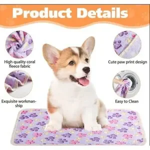 Warm & Soft Fluffy Fleece Flannel Pet Cat Dog Blanket Mat Throw 24x16" SMALL 4pk