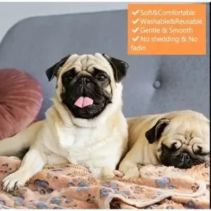 Warm & Soft Fluffy Fleece Flannel Pet Cat Dog Blanket Mat Throw 24x16" SMALL 4pk