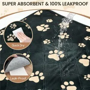 Washable 3 Pack Reusable Puppy Pads With Super Absorbent -(Black 18"x24")