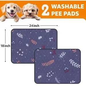 Washable Dog Pee Pads - Blue Leaf Design