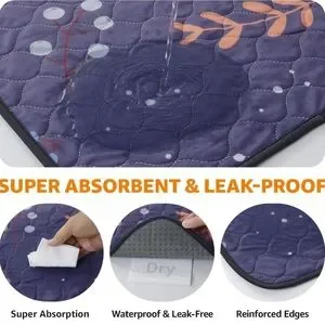 Washable Dog Pee Pads - Blue Leaf Design