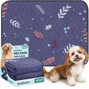 Washable Dog Pee Pads - Blue Leaf Design