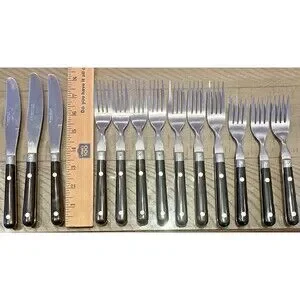 Washington Forge Mardi Gras Black Stainless Flatwar Silverware Knife Fork MCM WF