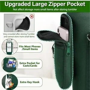 Water Bottle Carrier Bag W/Phone Pocket Green